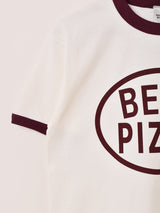 BEER PIZZA プリント リンガーTシャツ