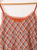 【5色展開】Meridian チェック柄 ラッフル キャミソールワンピース