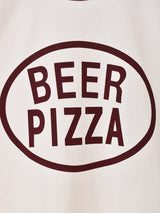 BEER PIZZA プリント リンガーTシャツ
