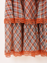 【5色展開】Meridian チェック柄 ラッフル キャミソールワンピース