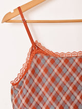 【5色展開】Meridian チェック柄 ラッフル キャミソールワンピース