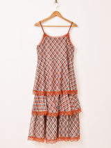 【5色展開】Meridian チェック柄 ラッフル キャミソールワンピース