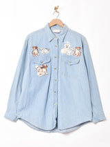 アメリカ製 刺繍入り 長袖デニムシャツ