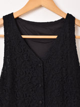 【2色展開】Meridian レース 切り替え ノースリーブワンピース