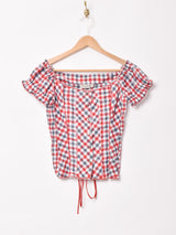 ギンガムチェック 半袖 チロリアントップス