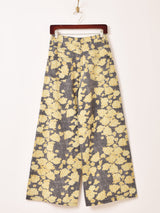 【2色展開】Elcamino 花柄 ワイドデニムパンツ