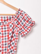 ギンガムチェック 半袖 チロリアントップス