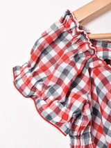 ギンガムチェック 半袖 チロリアントップス