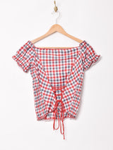 ギンガムチェック 半袖 チロリアントップス
