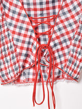 ギンガムチェック 半袖 チロリアントップス