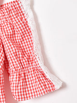 ギンガムチェック オフショルダー チロリアントップス