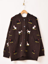 【2色展開】Meridian 犬柄 フード カーディガン