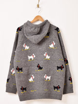 【2色展開】Meridian 犬柄 フード カーディガン