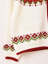 Elcamino ノルディック柄 フード ジップアップ カーディガン