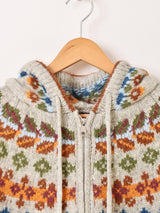 【2色展開】Meridian フェアアイル風デザイン フード カーディガン