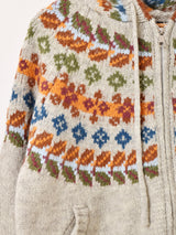 【2色展開】Meridian フェアアイル風デザイン フード カーディガン