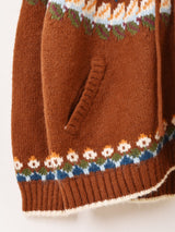 【2色展開】Meridian フェアアイル風デザイン フード カーディガン