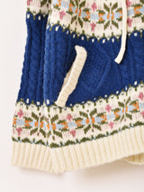 【2色展開】Meridian ノルディック柄 フード ジップアップ カーディガン