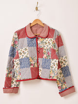 花柄 パッチワーク風 キルティングジャケット