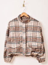 【2色展開】Elcamino チェック柄 フェイクスエード ショートブルゾン