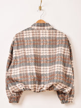 【2色展開】Elcamino チェック柄 フェイクスエード ショートブルゾン