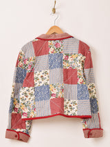花柄 パッチワーク風 キルティングジャケット