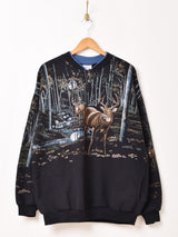 90's Made in USA ヘンリーネック アニマル スウェットシャツ