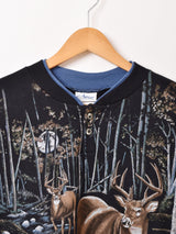 90's Made in USA ヘンリーネック アニマル スウェットシャツ