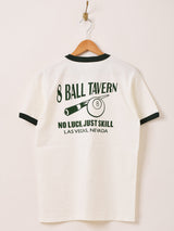 【2色展開】 プリント リンガーTシャツ「8BALL TAVERN」