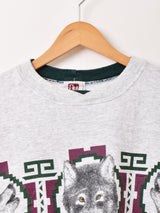 90's Made in USA オオカミプリント スウェットシャツ