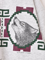 90's Made in USA オオカミプリント スウェットシャツ