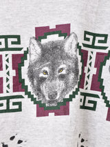 90's Made in USA オオカミプリント スウェットシャツ