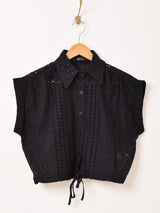 【2色展開】Meridian カットワークレース ノースリーブシャツ