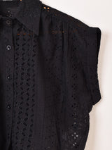 【2色展開】Meridian カットワークレース ノースリーブシャツ