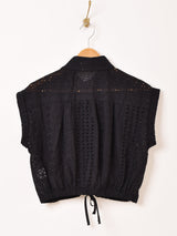 【2色展開】Meridian カットワークレース ノースリーブシャツ