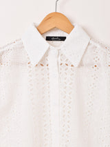 【2色展開】Meridian カットワークレース ノースリーブシャツ