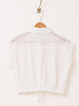 【2色展開】Meridian カットワークレース ノースリーブシャツ