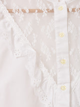 レース フリル 半袖 ホワイトブラウス