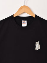 【2色展開】ワンポイント キャット 刺繍 Tシャツ