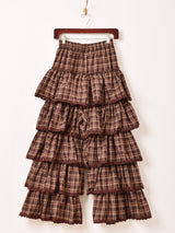 【2色展開】Meridian チェック柄 フリルパンツ