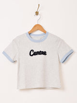 【2色展開】 クロップド 刺繍 リンガーTシャツ「Centre」
