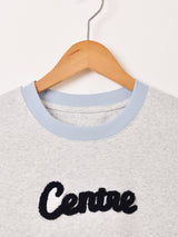 【2色展開】 クロップド 刺繍 リンガーTシャツ「Centre」