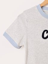 【2色展開】 クロップド 刺繍 リンガーTシャツ「Centre」