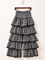【2色展開】Meridian チェック柄 フリルパンツ