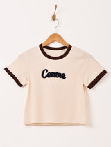 【2色展開】 クロップド 刺繍 リンガーTシャツ「Centre」