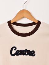 【2色展開】 クロップド 刺繍 リンガーTシャツ「Centre」