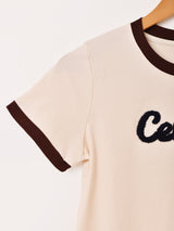 【2色展開】 クロップド 刺繍 リンガーTシャツ「Centre」