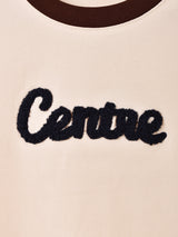 【2色展開】 クロップド 刺繍 リンガーTシャツ「Centre」