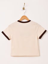 【2色展開】 クロップド 刺繍 リンガーTシャツ「Centre」