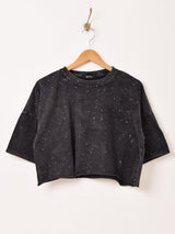 Meridian クロップド ウォッシュ ラメ Tシャツ